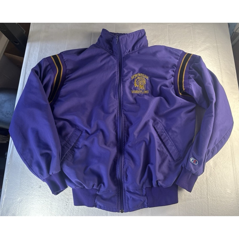 VTG Hononegah Wrestling Jacket Mens Large Purple Full Zip Cliff Keen USA Made